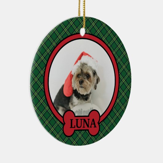 Aangepaste huisdier kerst, gepersonaliseerde hond  keramisch ornament (Rechts)