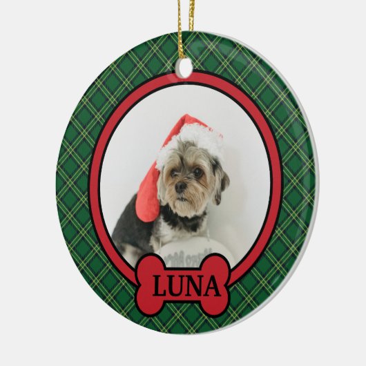 Aangepaste huisdier kerst, gepersonaliseerde hond  keramisch ornament (Links)