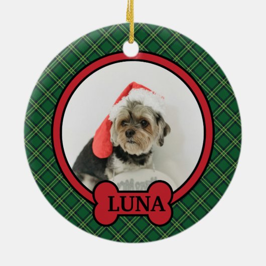 Aangepaste huisdier kerst, gepersonaliseerde hond  keramisch ornament (Achterkant)
