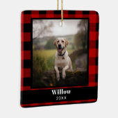 Aangepaste huisdier Memorial foto Buffalo Plaid Keramisch Ornament (Rechts)