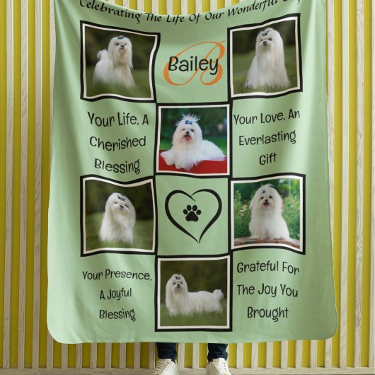 Aangepaste huisdier Memorial gepersonaliseerde fot Fleece Deken