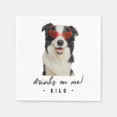 Aangepaste huisdier minnaar hond of kat foto grapp servet (Voorkant)