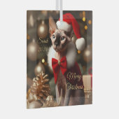 Aangepaste Huisdier Naam Foto Sphynx Kat Kerstmis  Glas Ornament (Voorkant Rechts)