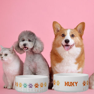 Aangepaste huisdier naam Schattigee kleurrijke pot Voerbakje