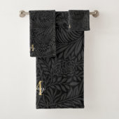 Aangepaste huisdier naam Zwart botanisch goud schr Bad Handdoek (Insitu)