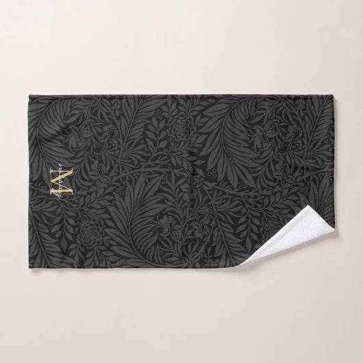Aangepaste huisdier naam Zwart botanisch goud schr Bad Handdoek (Handdoek)