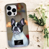 Aangepaste huisdier portret Elegant Monogram Naam Case-Mate iPhone Case