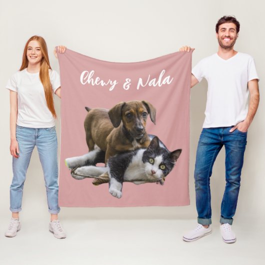 Aangepaste Huisdier Portret Gift - Gepersonaliseer Fleece Deken (In situ)