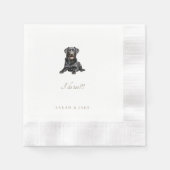 Aangepaste Huisdier Zwart Lab Gecoind Trouwservett Servet (Voorkant)