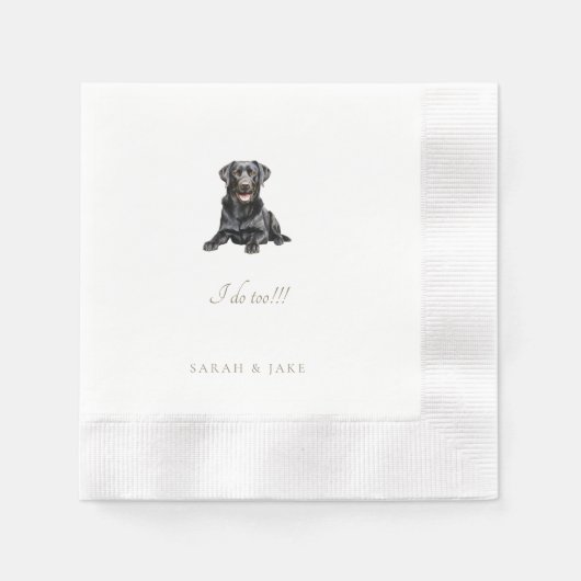 Aangepaste Huisdier Zwart Lab Gecoind Trouwservett Servet (Voorkant)