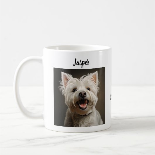 Aangepaste huisdierbeker met jouw foto & naam koffiemok (Links)