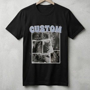 Aangepaste huisdierbootleg vintage 90s fotocollage t-shirt