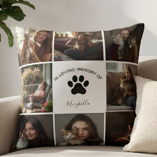 Aangepaste huisdiercollage In Loving Memory Kat He Kussen