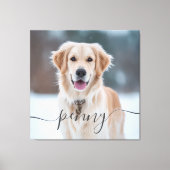 Aangepaste huisdieren naam foto elegante script ho canvas afdruk (Voorkant)