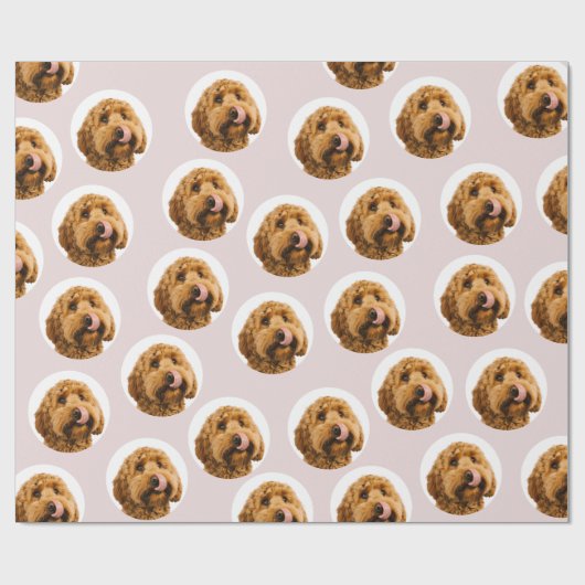 Aangepaste huisdierenfoto | Gepersonaliseerd roze Cadeaupapier (Vlak)