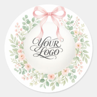 Aangepaste huisdierfoto Coquette Roze Strik Bedank Ronde Sticker