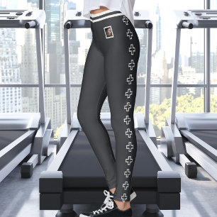 Aangepaste huisdierfoto Cute Neutraal Kruispatroon Leggings