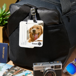 Aangepaste huisdierfoto en naam bagagelabel – Reis
