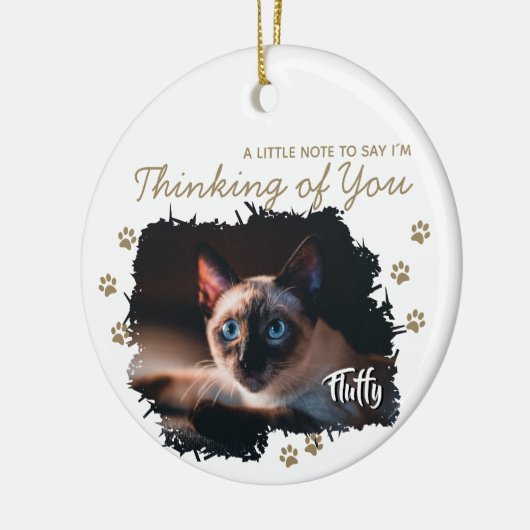 Aangepaste huisdierfoto en naam keramisch ornament (Links)