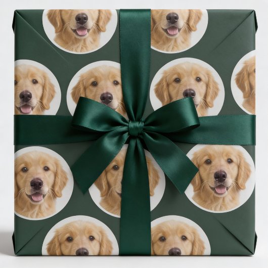 Aangepaste huisdierfoto | Gepersonaliseerd bosgroe Cadeaupapier
