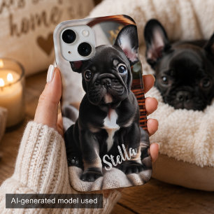 Aangepaste huisdierfoto met gepersonaliseerde naam iPhone 15 case
