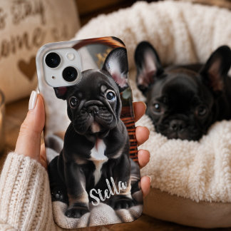 Aangepaste huisdierfoto met gepersonaliseerde naam iPhone 15 case