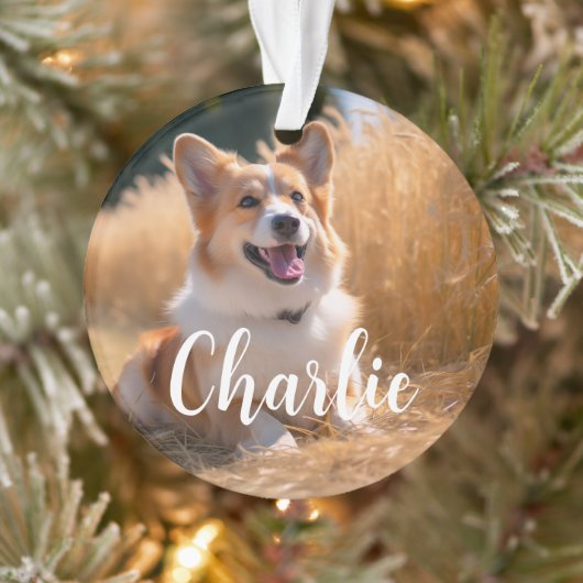 Aangepaste huisdierfoto met naam ornament (Boom)