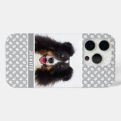 Aangepaste huisdierfoto met witte poten op grijs e Case-Mate iPhone case (Achterkant (horizontaal))