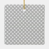 Aangepaste huisdierfoto met witte poten op grijs e keramisch ornament (Achterkant)