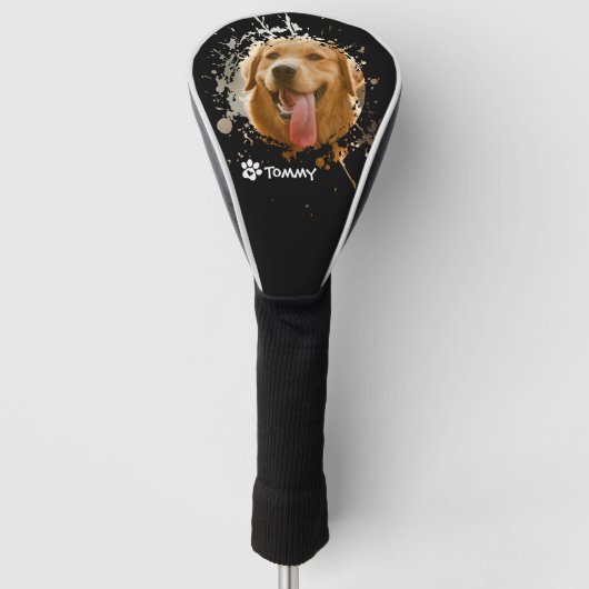 Aangepaste huisdierfoto & naam golfheadcover (Voorkant)