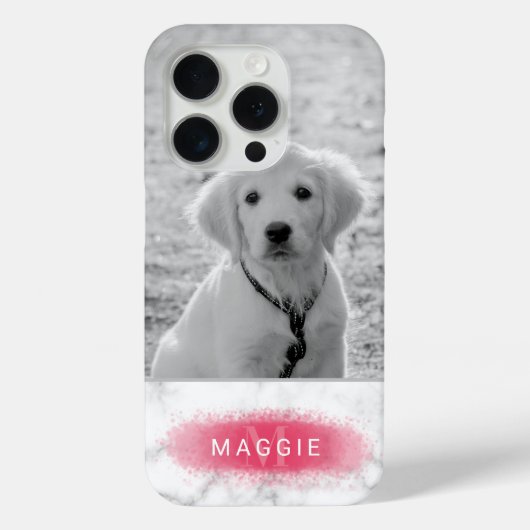 Aangepaste huisdierfoto & namaak marmertextuur met Case-Mate iPhone case (Achterkant)