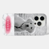 Aangepaste huisdierfoto & namaak marmertextuur met Case-Mate iPhone case (Achterkant (horizontaal))