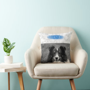 Aangepaste huisdierfoto & namaak marmertextuur met kussen