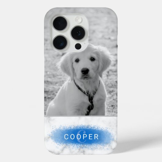 Aangepaste huisdierfoto & nep marmertextuur met bl Case-Mate iPhone case (Achterkant)