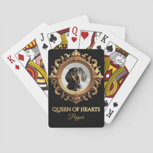 Aangepaste huisdierfoto sierlijke retro hartenvrou pokerkaarten