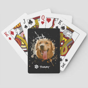 Aangepaste huisdierfoto-speelkaarten met naam – Pe Pokerkaarten