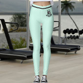 Aangepaste huisdierfoto tekst zeegroen mint zwarte leggings