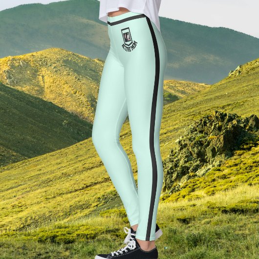 Aangepaste huisdierfoto tekst zeegroen mint zwarte leggings