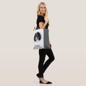 Aangepaste huisdierfoto & Zwarte poten op grijs & Tote Bag (Op model)