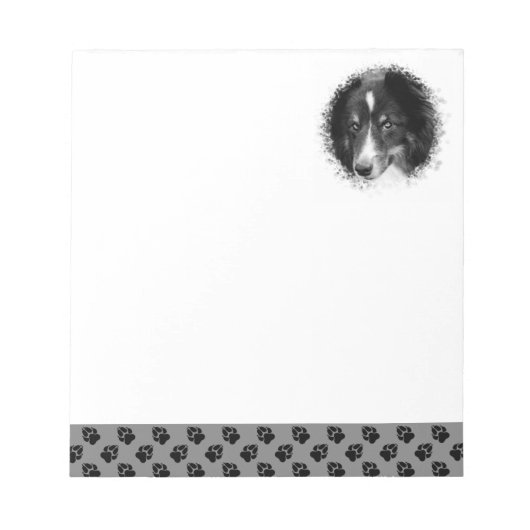 Aangepaste huisdierfototemplate & Zwarte poten op Notitieblok (Voorkant)