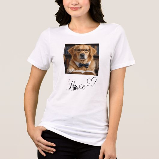 Aangepaste huisdierhond afbeelding grafische liefd Tri-Blend shirt (Voorkant)