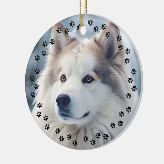 Aangepaste huisdierliefde Uw fotogeheugen Pootafdr Keramisch Ornament (Links)