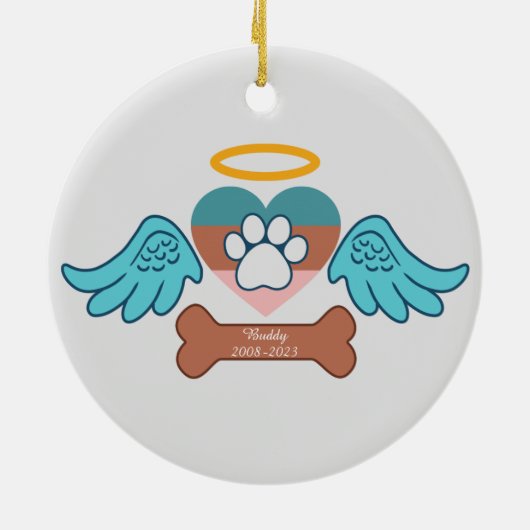 Aangepaste huisdierliefde Uw fotogeheugen Pootafdr Keramisch Ornament (Achterkant)