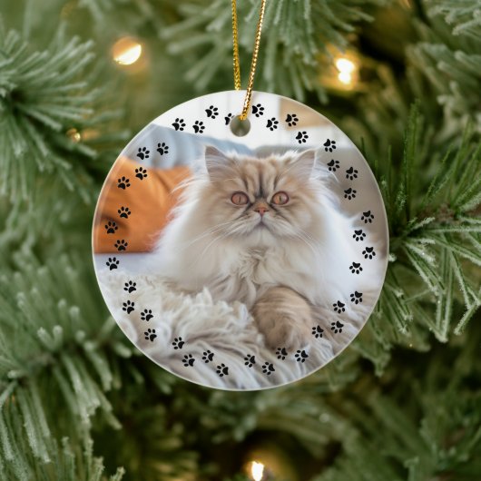 Aangepaste huisdierliefde voor uw fotoherinnering keramisch ornament (Boom)