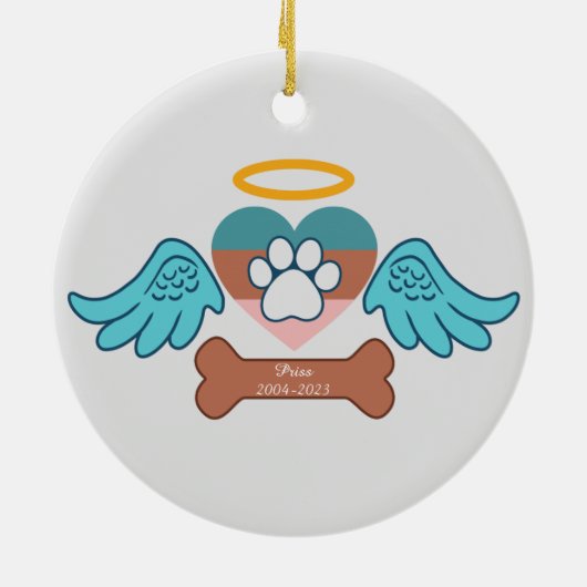 Aangepaste huisdierliefde voor uw fotoherinnering  keramisch ornament (Achterkant)