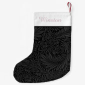 Aangepaste huisdiernaam Zwart bloemmotief Blush Ro Kleine Kerstsok (Achterkant)