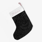 Aangepaste huisdiernaam Zwart bloemmotief Blush Ro Kleine Kerstsok (Achterkant (Hangend))