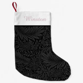 Aangepaste huisdiernaam Zwart bloemmotief Blush Ro Kleine Kerstsok (Voorkant)