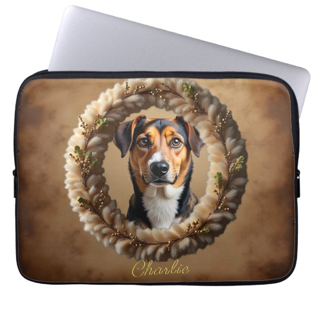 Aangepaste huisdierportret – Upload gewoon een sim Laptop Sleeve (Voorkant)
