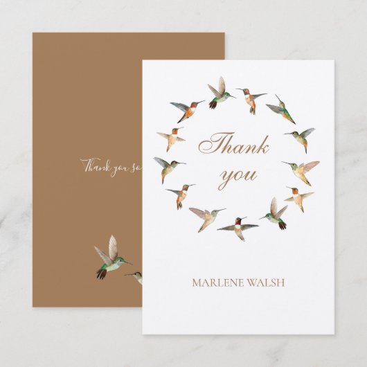 Aangepaste Hummingbird Bedankkaart (Voorkant / Achterkant)